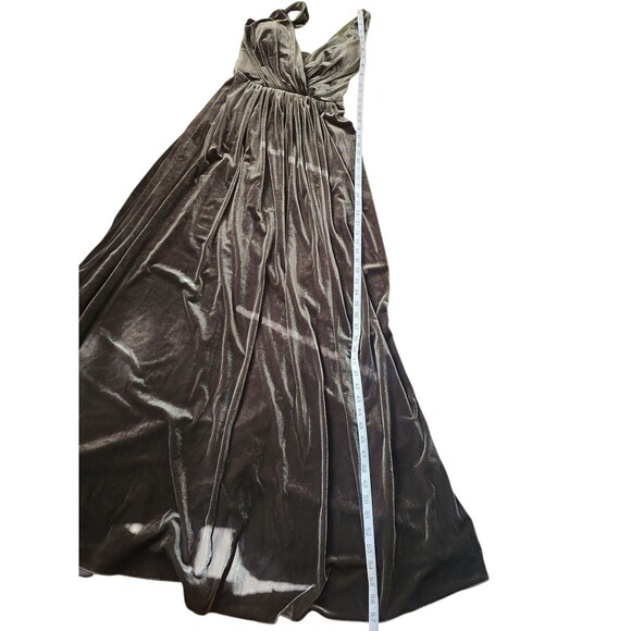 B2 Jasmine Homecoming Velvet Deep V Maxi Dress Womens 4 Olive Green Bridesmaid - Picture 8 of 8